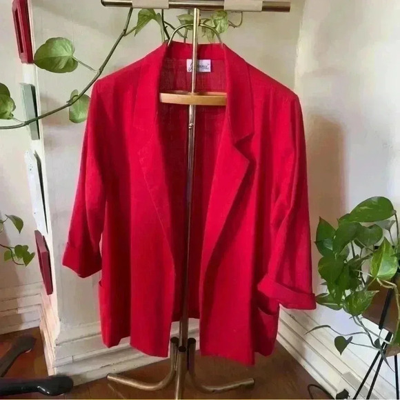 Vtg 90s Joanna Red Oversized Blazer - Large - Picture 3 of 7